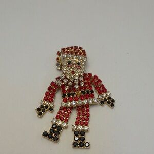 Festive Santa Claus Rhinestone Brooch